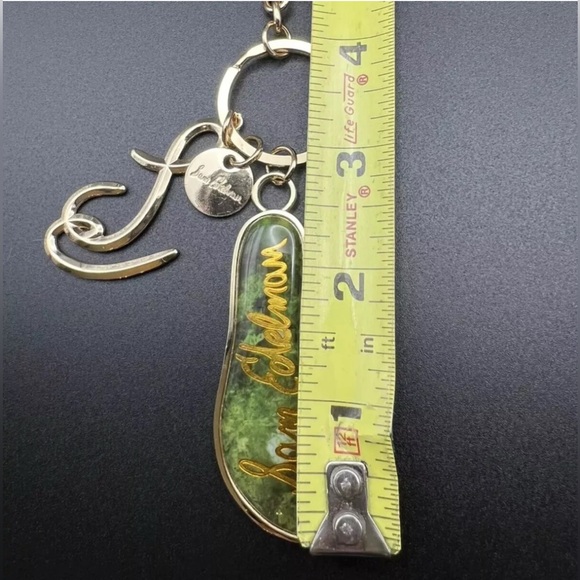 Designer Keychain Charms Goldtone Metal Logo Marbelized Shoe Sam Edelman Sandal - Picture 6 of 13